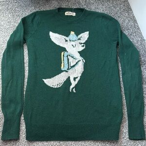 Forest green fox Hollister crewneck sweater XS